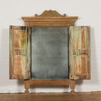19th Century Carved Window Retrofitted with Heavy Antiqued Mirror