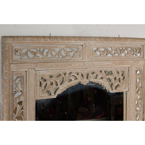 19th Century Antique Mirror with Carved Wooden Frame