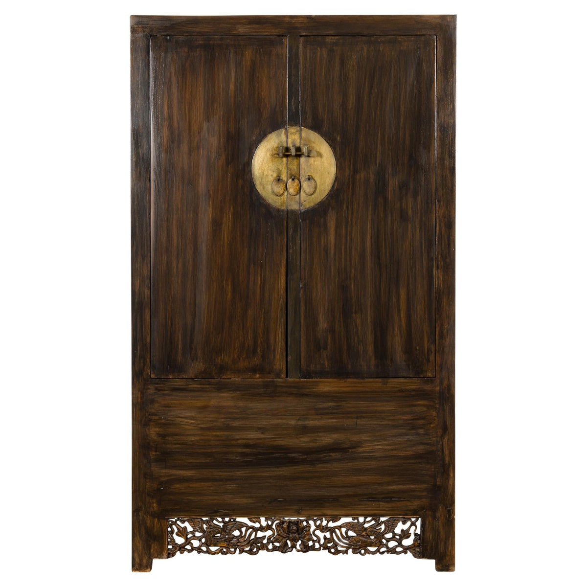 Chinese Antique Cabinet with Carved Birds in the Apron-1. Asian & Chinese Furniture, Art, Antiques, Vintage Home Décor for sale at FEA Home