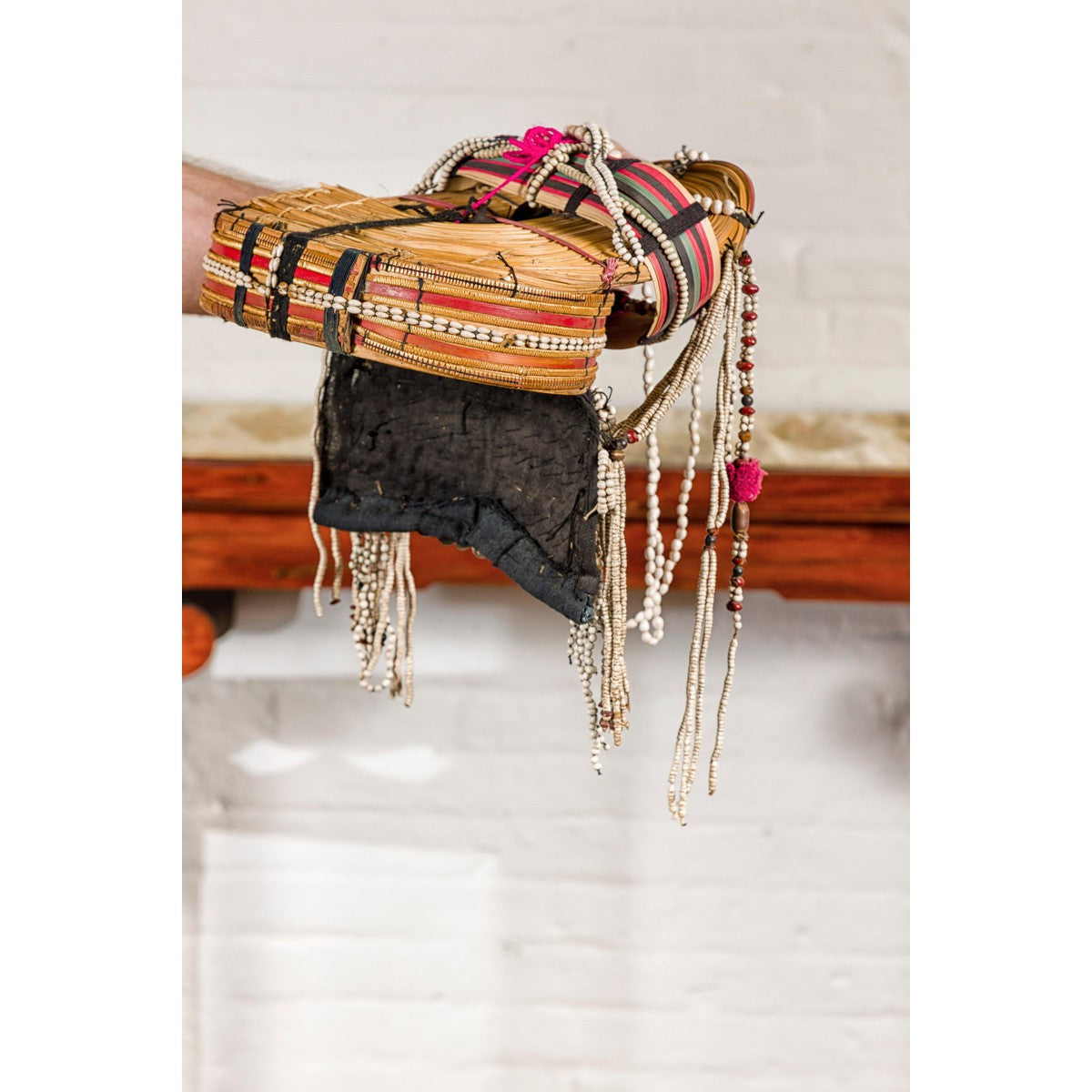 Ulo Tribal Akha Woman&#39;s Headdress with Framework of Bamboo and Beads-10. Asian &amp; Chinese Furniture, Art, Antiques, Vintage Home Décor for sale at FEA Home