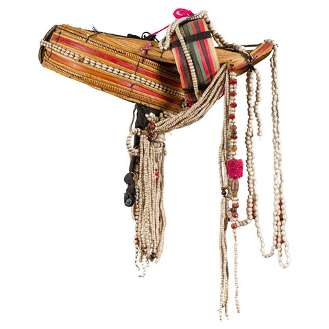 Ulo Tribal Akha Woman's Headdress with Framework of Bamboo and Beads-YN7890-1. Asian & Chinese Furniture, Art, Antiques, Vintage Home Décor for sale at FEA Home