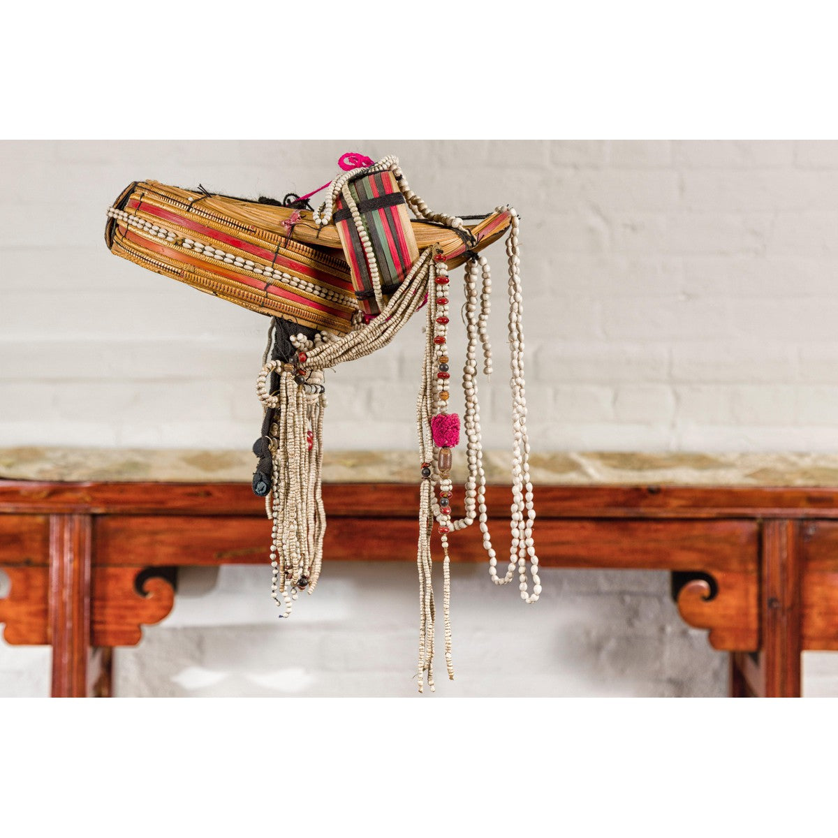 Ulo Tribal Akha Woman&#39;s Headdress with Framework of Bamboo and Beads-3. Asian &amp; Chinese Furniture, Art, Antiques, Vintage Home Décor for sale at FEA Home