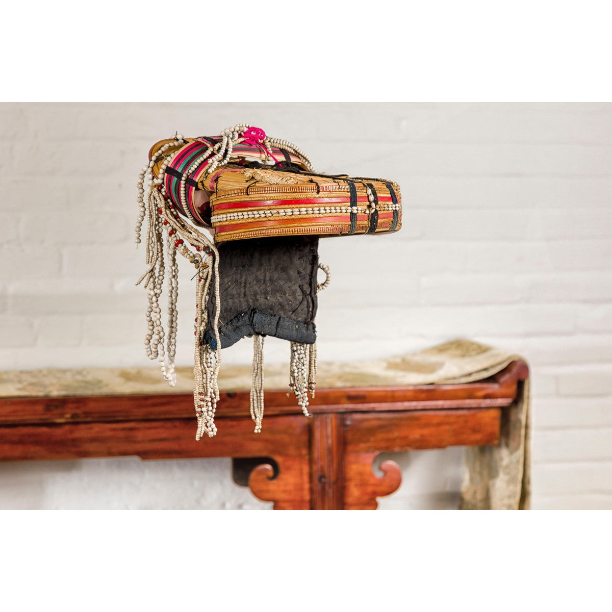Ulo Tribal Akha Woman&#39;s Headdress with Framework of Bamboo and Beads-6. Asian &amp; Chinese Furniture, Art, Antiques, Vintage Home Décor for sale at FEA Home