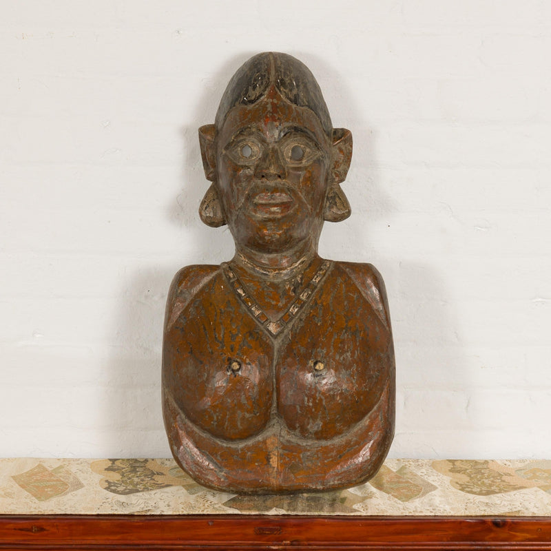 19th Century Ceremonial Wooden Bust Mask-YN7892-2. Asian & Chinese Furniture, Art, Antiques, Vintage Home Décor for sale at FEA Home