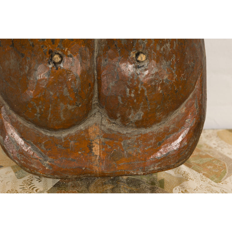 19th Century Ceremonial Wooden Bust Mask-YN7892-9. Asian & Chinese Furniture, Art, Antiques, Vintage Home Décor for sale at FEA Home