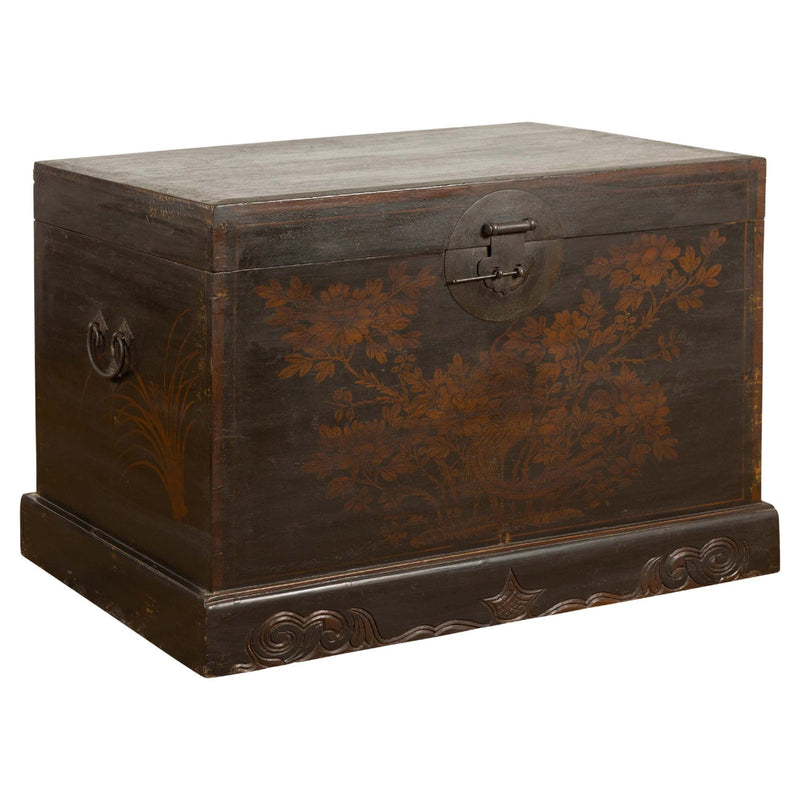 Qing Dynasty Blanket Chest with Hand-Painted Bird and Foliage Design-YN7894-1. Asian & Chinese Furniture, Art, Antiques, Vintage Home Décor for sale at FEA Home