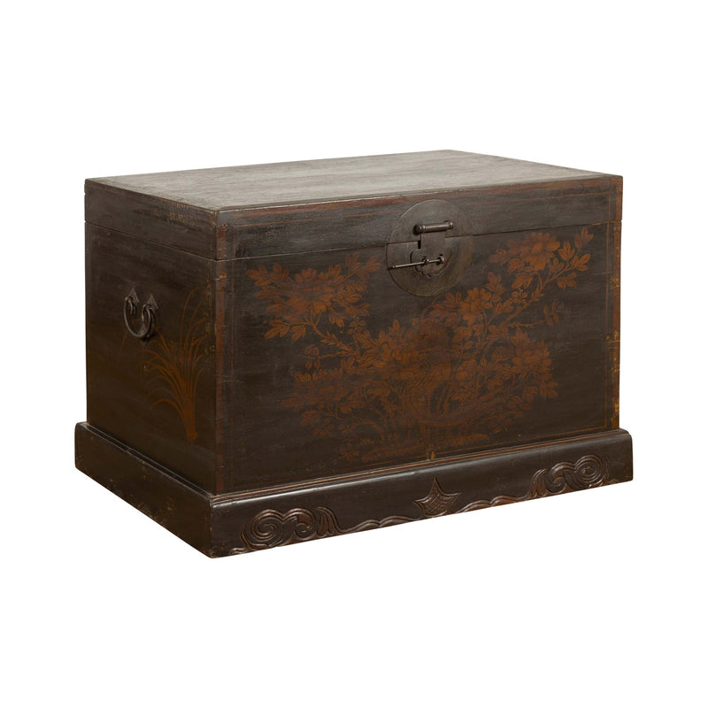 Qing Dynasty Blanket Chest with Hand-Painted Bird and Foliage Design-YN7894-20. Asian & Chinese Furniture, Art, Antiques, Vintage Home Décor for sale at FEA Home