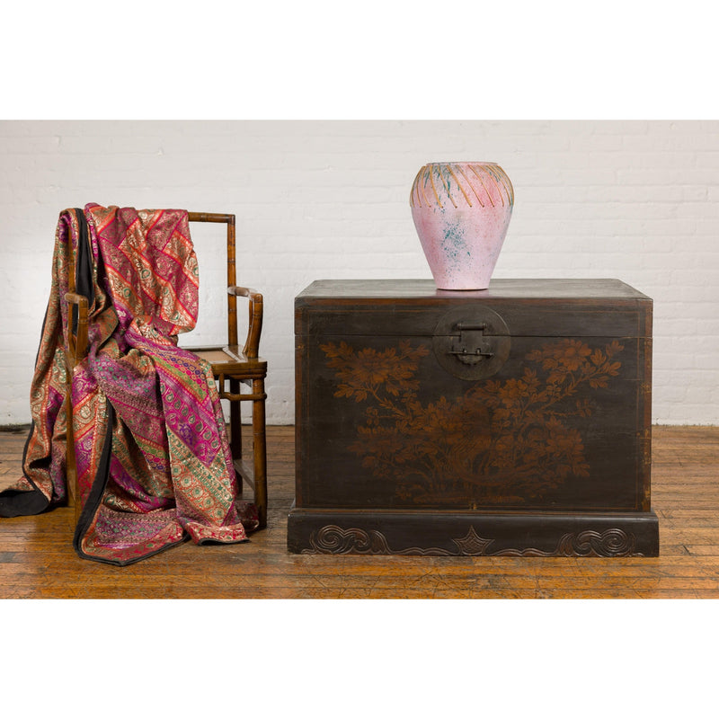 Qing Dynasty Blanket Chest with Hand-Painted Bird and Foliage Design-YN7894-2. Asian & Chinese Furniture, Art, Antiques, Vintage Home Décor for sale at FEA Home