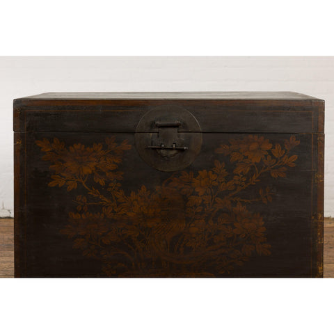 Qing Dynasty Blanket Chest with Hand-Painted Bird and Foliage Design-YN7894-5. Asian & Chinese Furniture, Art, Antiques, Vintage Home Décor for sale at FEA Home