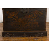 Qing Dynasty Blanket Chest with Hand-Painted Bird and Foliage Design