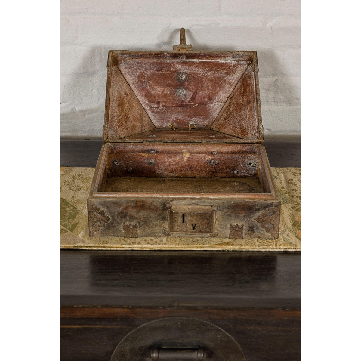 19th Century Temple Cash Box with Ornate Brass Accents-10. Asian &amp; Chinese Furniture, Art, Antiques, Vintage Home Décor for sale at FEA Home