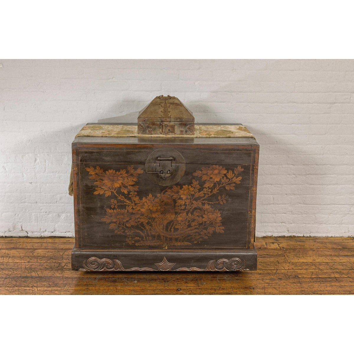 19th Century Temple Cash Box with Ornate Brass Accents-3. Asian &amp; Chinese Furniture, Art, Antiques, Vintage Home Décor for sale at FEA Home