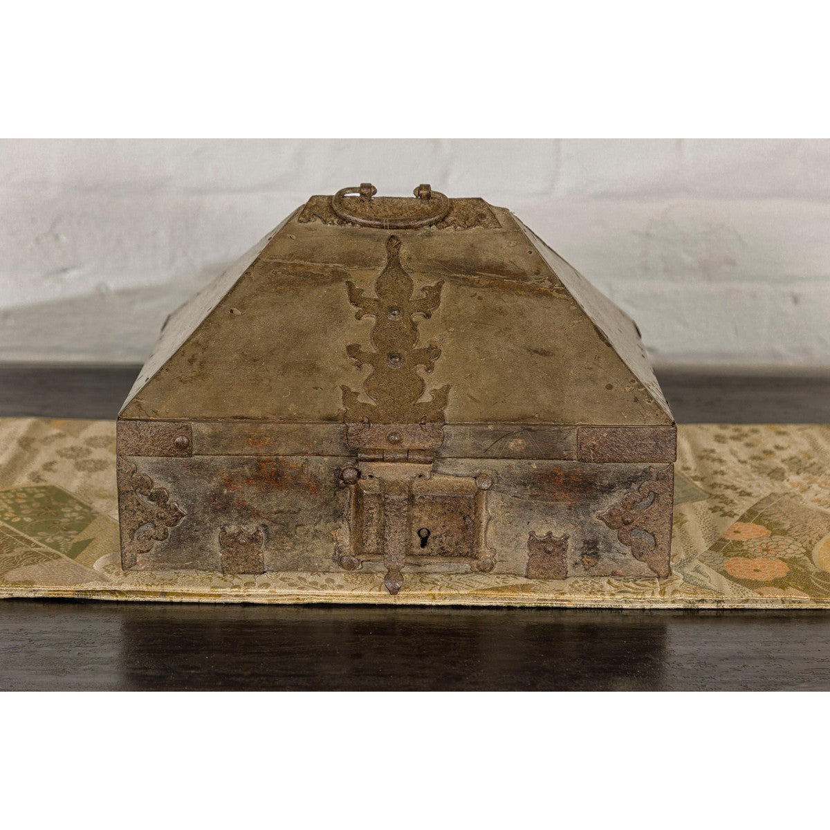 19th Century Temple Cash Box with Ornate Brass Accents-4. Asian &amp; Chinese Furniture, Art, Antiques, Vintage Home Décor for sale at FEA Home
