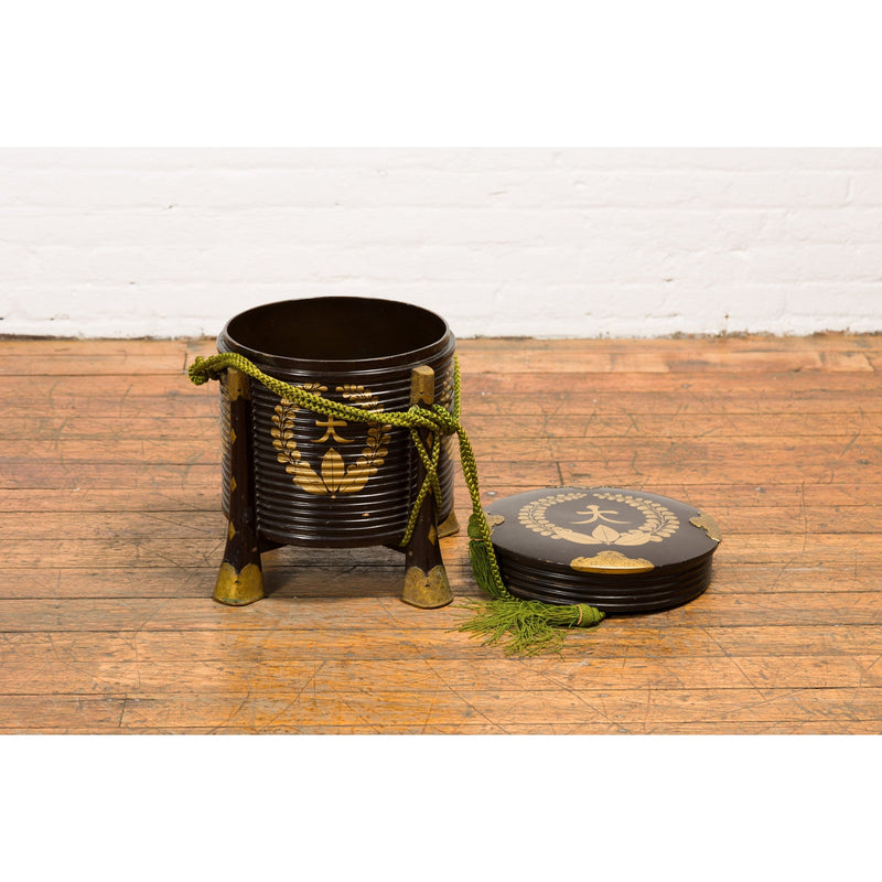 Japanese Meiji Period Hokai Lidded Box with Brass Accents and Original Rope-YN7896-11. Asian & Chinese Furniture, Art, Antiques, Vintage Home Décor for sale at FEA Home