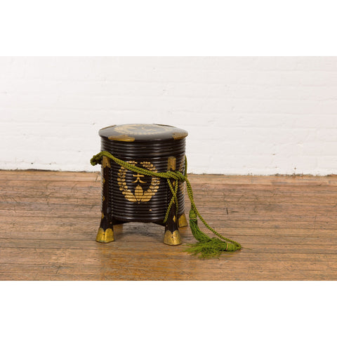 Japanese Meiji Period Hokai Lidded Box with Brass Accents and Original Rope-YN7896-2. Asian & Chinese Furniture, Art, Antiques, Vintage Home Décor for sale at FEA Home