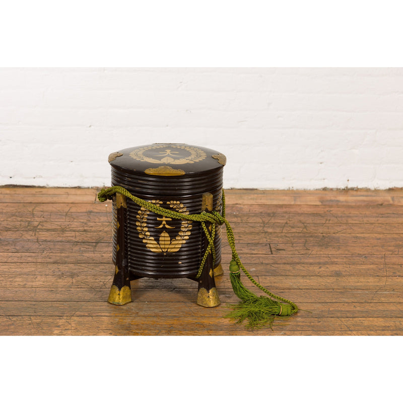 Japanese Meiji Period Hokai Lidded Box with Brass Accents and Original Rope-YN7896-3. Asian & Chinese Furniture, Art, Antiques, Vintage Home Décor for sale at FEA Home