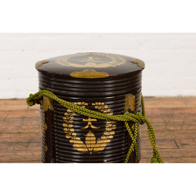 Japanese Meiji Period Hokai Lidded Box with Brass Accents and Original Rope-YN7896-6. Asian & Chinese Furniture, Art, Antiques, Vintage Home Décor for sale at FEA Home