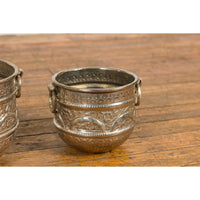 Set of Three Silver Nested Brass Planters