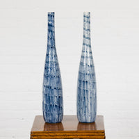 Slender Blue Vase with Spiralling and Dripping Décor, Two Sold Each