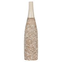 Earthy Brown and Cream Ceramic Vase with Energetic Dripping Décor