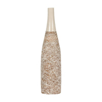 Earthy Brown and Cream Ceramic Vase with Energetic Dripping Décor