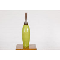 Artisan Handmade Lime Green Glazed Ceramic Vase with Brown Neck-YN7907-3. Asian & Chinese Furniture, Art, Antiques, Vintage Home Décor for sale at FEA Home
