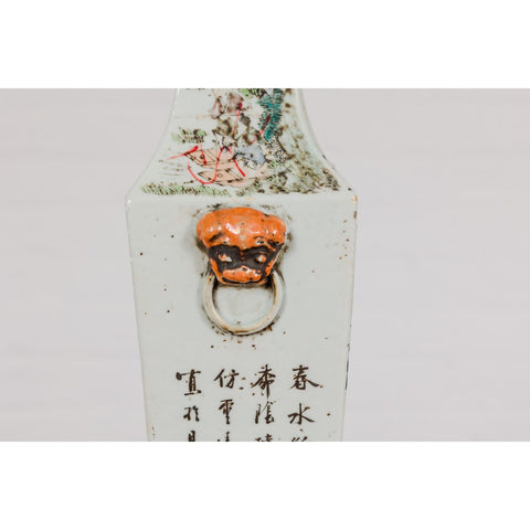 Qing Dynasty White Porcelain Vase with Painted Flowers, Objects and Calligraphy-YN7910-11. Asian & Chinese Furniture, Art, Antiques, Vintage Home Décor for sale at FEA Home