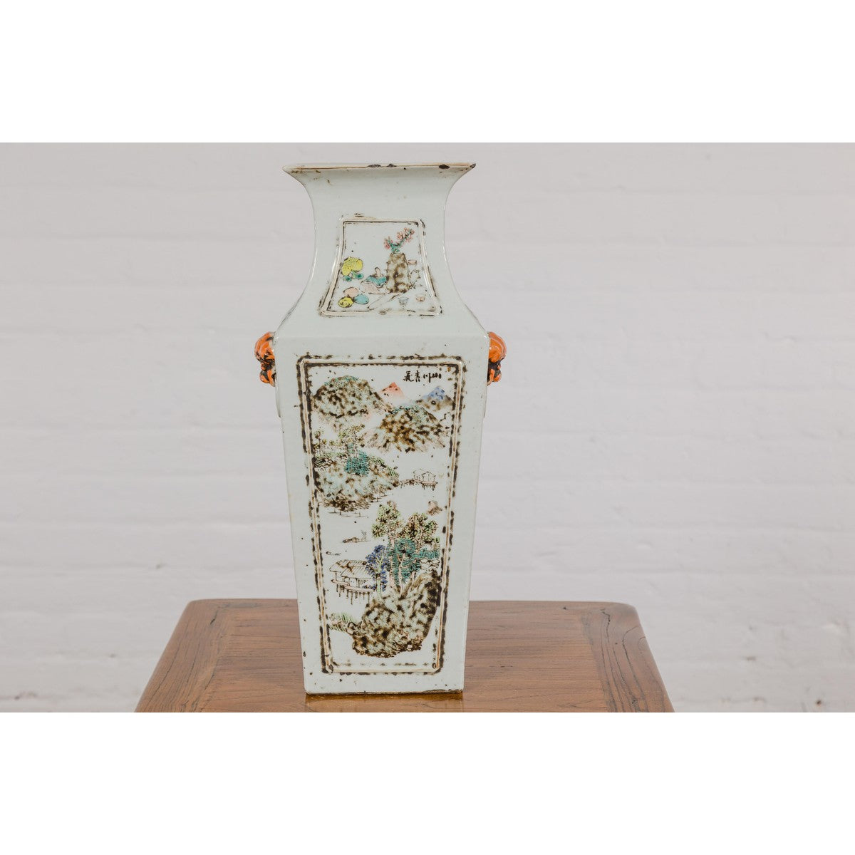 Qing Dynasty White Porcelain Vase with Painted Flowers, Objects and Calligraphy-14. Asian &amp; Chinese Furniture, Art, Antiques, Vintage Home Décor for sale at FEA Home
