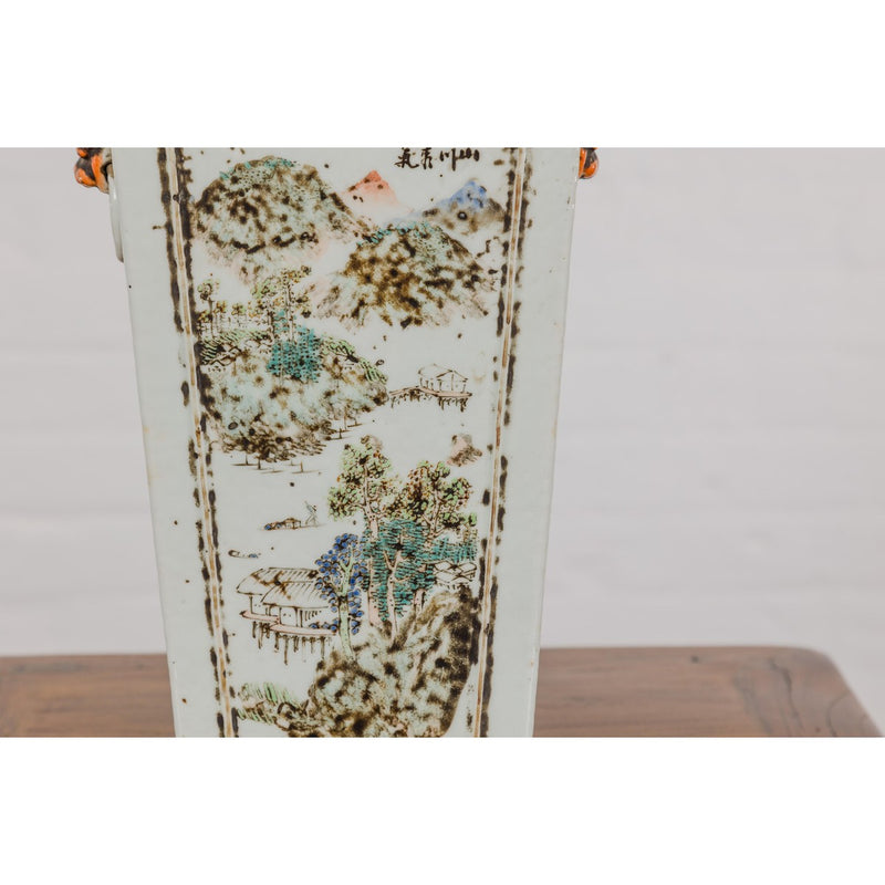 Qing Dynasty White Porcelain Vase with Painted Flowers, Objects and Calligraphy-YN7910-15. Asian & Chinese Furniture, Art, Antiques, Vintage Home Décor for sale at FEA Home