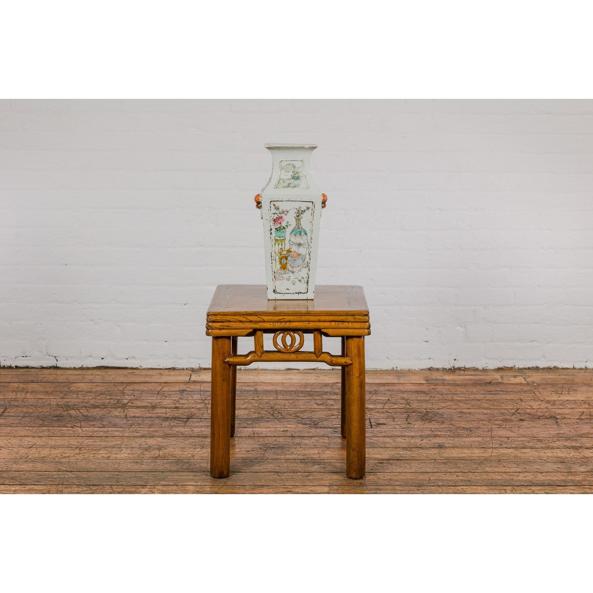 Qing Dynasty White Porcelain Vase with Painted Flowers, Objects and Calligraphy-3. Asian &amp; Chinese Furniture, Art, Antiques, Vintage Home Décor for sale at FEA Home