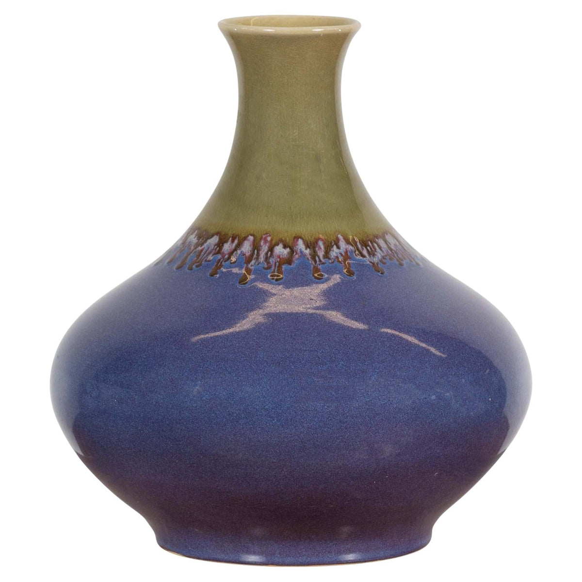 Contemporary Purple and Green Ceramic Vase-1. Asian &amp; Chinese Furniture, Art, Antiques, Vintage Home Décor for sale at FEA Home