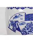 Blue and White Porcelain Planter with Hand Painted Landscape-11. Asian & Chinese Furniture, Art, Antiques, Vintage Home Décor for sale at FEA Home