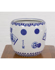 Blue and White Porcelain Planter with Hand Painted Landscape-13. Asian & Chinese Furniture, Art, Antiques, Vintage Home Décor for sale at FEA Home