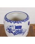 Blue and White Porcelain Planter with Hand Painted Landscape-7. Asian & Chinese Furniture, Art, Antiques, Vintage Home Décor for sale at FEA Home
