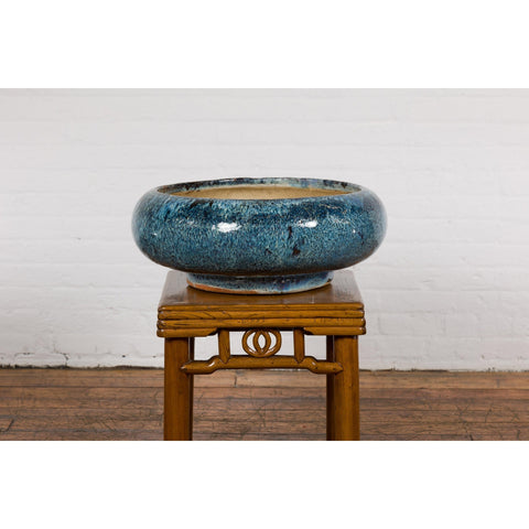 Chinese Vintage Blue Glaze Ceramic Planter-YN7915-11. Asian & Chinese Furniture, Art, Antiques, Vintage Home Décor for sale at FEA Home
