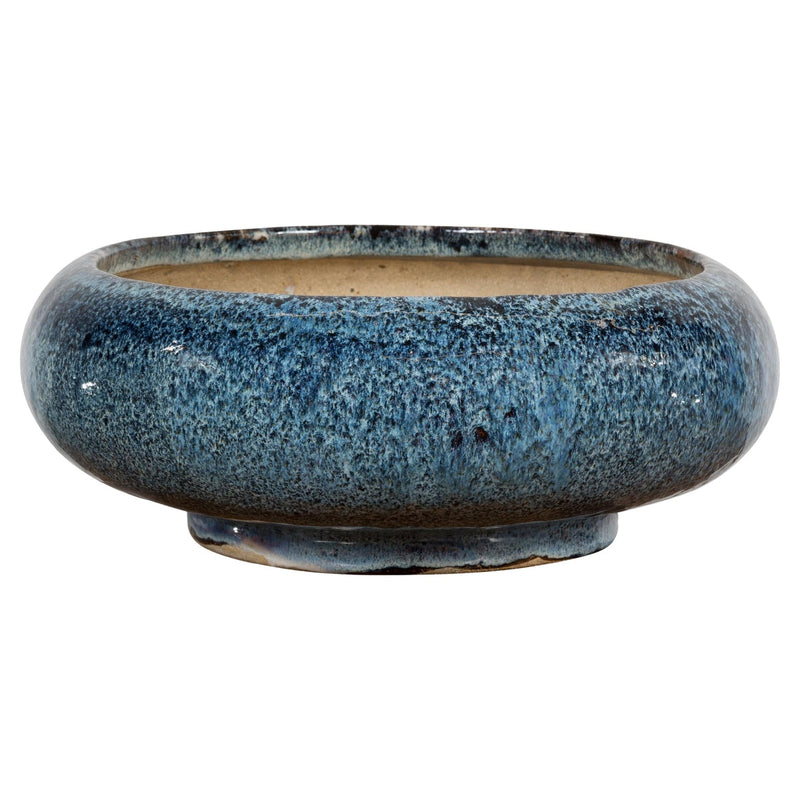 Chinese Vintage Blue Glaze Ceramic Planter-YN7915-1. Asian & Chinese Furniture, Art, Antiques, Vintage Home Décor for sale at FEA Home