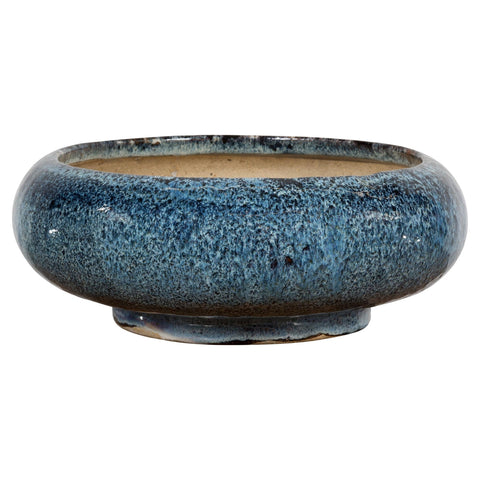 Chinese Vintage Blue Glaze Ceramic Planter-YN7915-1. Asian & Chinese Furniture, Art, Antiques, Vintage Home Décor for sale at FEA Home