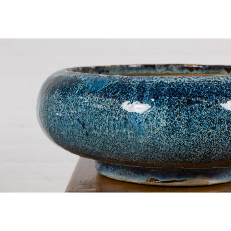 Chinese Vintage Blue Glaze Ceramic Planter-YN7915-6. Asian & Chinese Furniture, Art, Antiques, Vintage Home Décor for sale at FEA Home