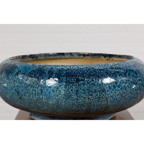 Chinese Vintage Blue Glaze Ceramic Planter-YN7915-9. Asian & Chinese Furniture, Art, Antiques, Vintage Home Décor for sale at FEA Home