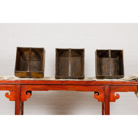 Wooden Rice Measure Baskets with Handles and Metal Accents, Sold Each-YN7917 ABC-12. Asian & Chinese Furniture, Art, Antiques, Vintage Home Décor for sale at FEA Home