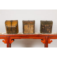 Wooden Rice Measure Baskets with Handles and Metal Accents, Sold Each
