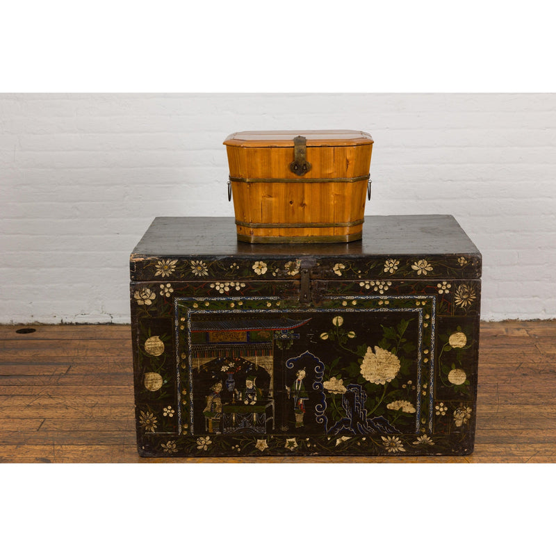 Late Qing Dynasty Wood and Brass Lidded Box with Lateral Handles-YN7929-4. Asian & Chinese Furniture, Art, Antiques, Vintage Home Décor for sale at FEA Home