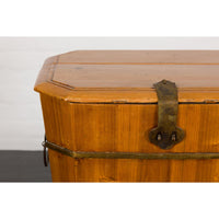 Late Qing Dynasty Wood and Brass Lidded Box with Lateral Handles