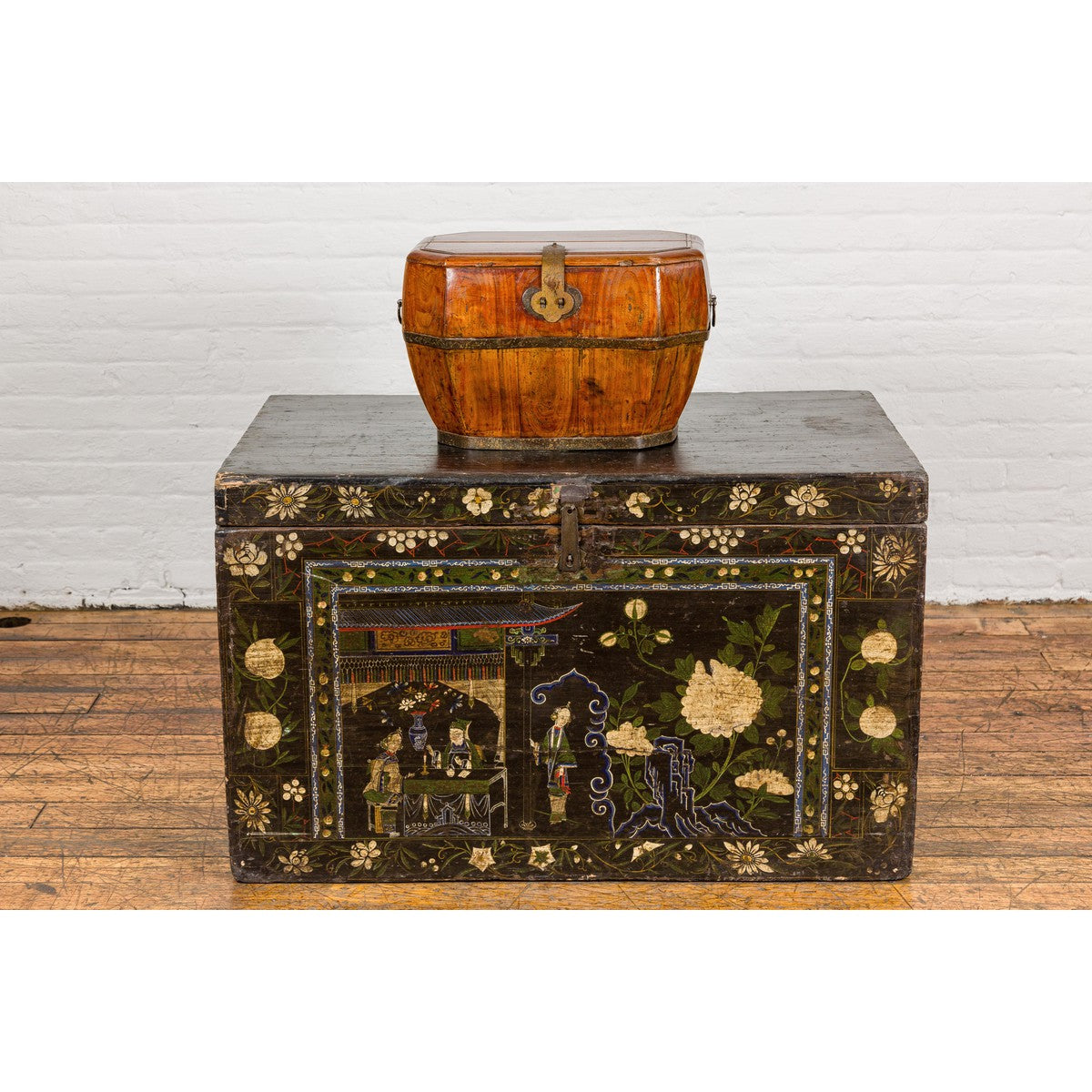 Wooden Box with Brass Lock and Removable Top-3. Asian &amp; Chinese Furniture, Art, Antiques, Vintage Home Décor for sale at FEA Home