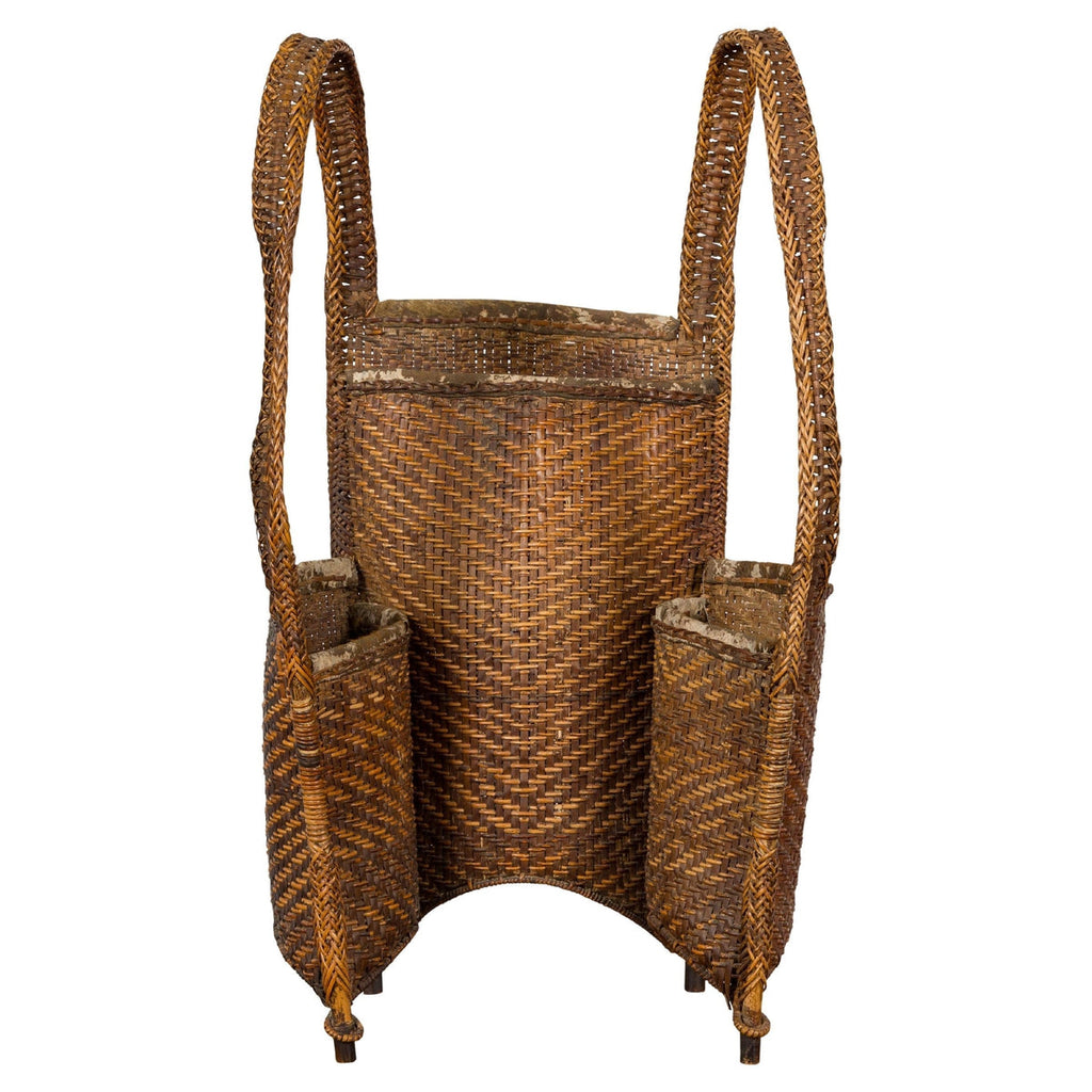19th Century Handwoven Rattan Backpack with Inner Pockets  display picture 2