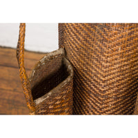 19th Century Tribal Handwoven Rattan Backpack with Inner Pockets
