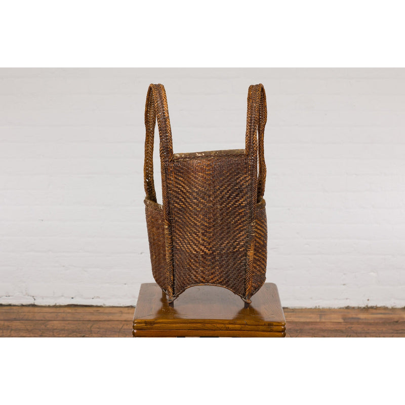 19th Century Tribal Handwoven Rattan Backpack with Inner Pockets-YN7935-17. Asian & Chinese Furniture, Art, Antiques, Vintage Home Décor for sale at FEA Home