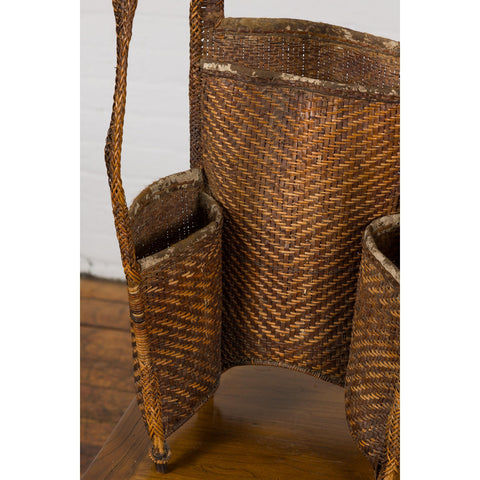 19th Century Tribal Handwoven Rattan Backpack with Inner Pockets-YN7935-9. Asian & Chinese Furniture, Art, Antiques, Vintage Home Décor for sale at FEA Home