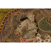 Embroidered Kalaga Gold and Red Tapestry with Horse, Elephant and Sequins-YN7940-16. Asian & Chinese Furniture, Art, Antiques, Vintage Home Décor for sale at FEA Home