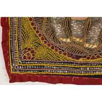 Embroidered Kalaga Gold and Red Tapestry with Horse, Elephant and Sequins-YN7940-7. Asian & Chinese Furniture, Art, Antiques, Vintage Home Décor for sale at FEA Home